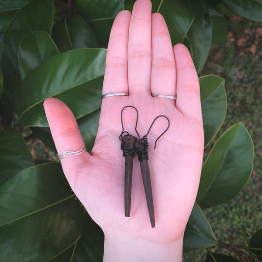 Coffin Nail Earrings | Hand-Forged Iron Nails