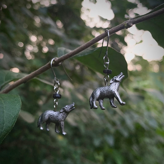Howl Earrings | Handcrafted Pewter Wolf Earrings